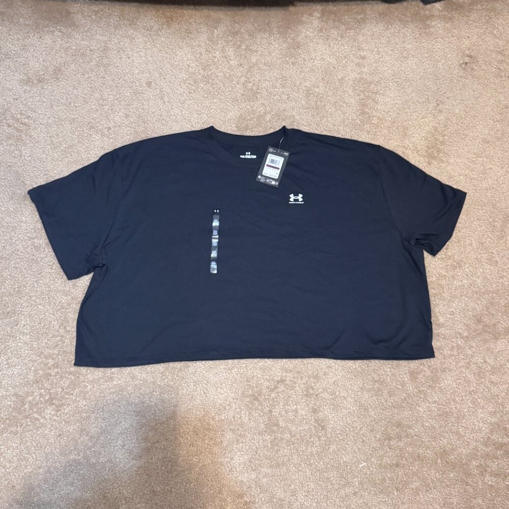 Womens Underarmour Crop-Top Black Shirt sz XL